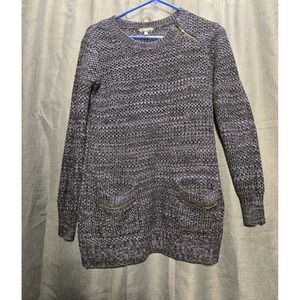 Absinthe‎ Sweater Dress Knit Pockets Zipper Detail Purple Black Size M